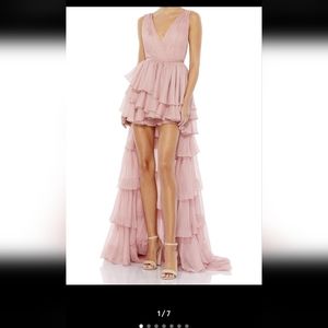 MAC DUGGAL IEENA Size 2 Pink Ruffle High-Low Gown  $398
